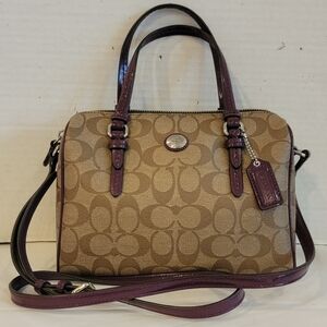 Coach Tan and Purple Crossbody Bag